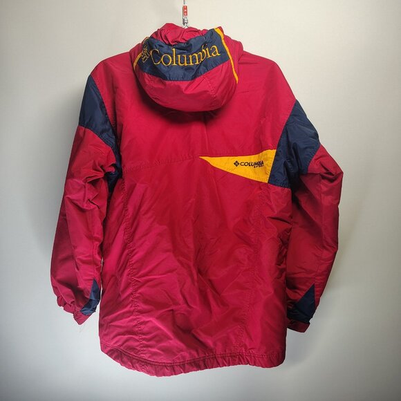 VINTAGE Columbia Sport Jacket Women's Medium Red Full Zip Hooded Ski Baggy - Picture 1 of 16
